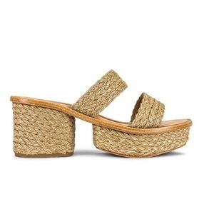 Raye Caba Heel Platform Sandals Natural Tan Braided Jute Sz 8